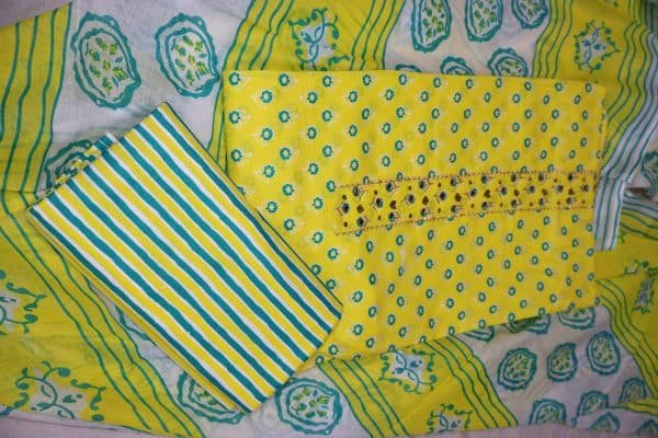 Printed Yellow Green Cotton Suit - Image 2