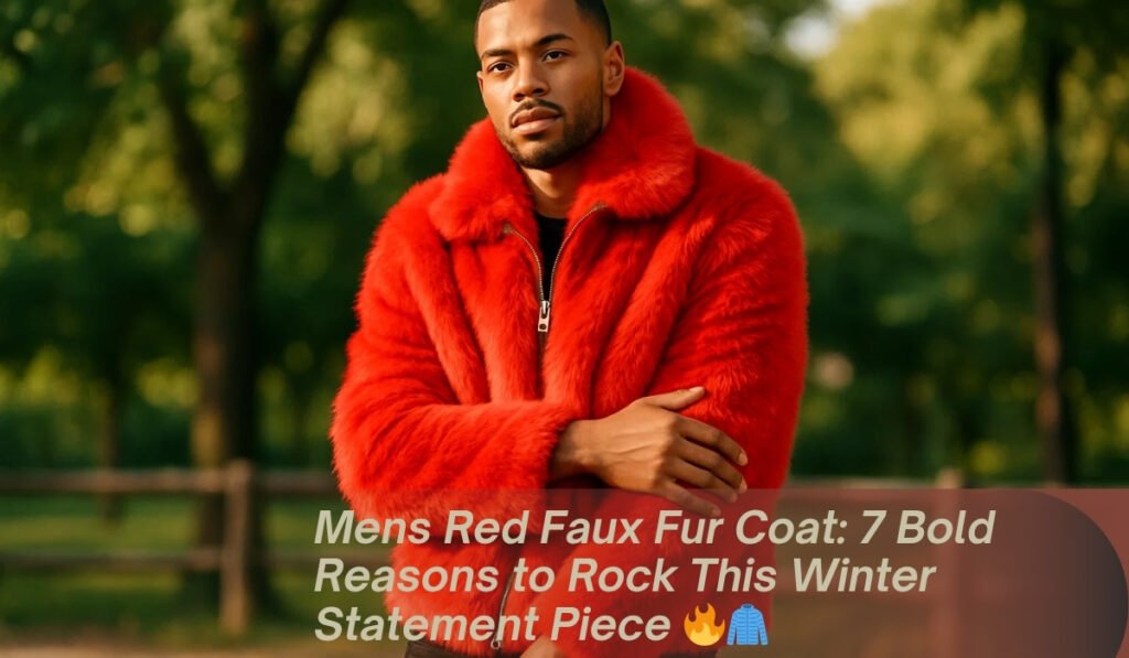 mens red faux fur coat
