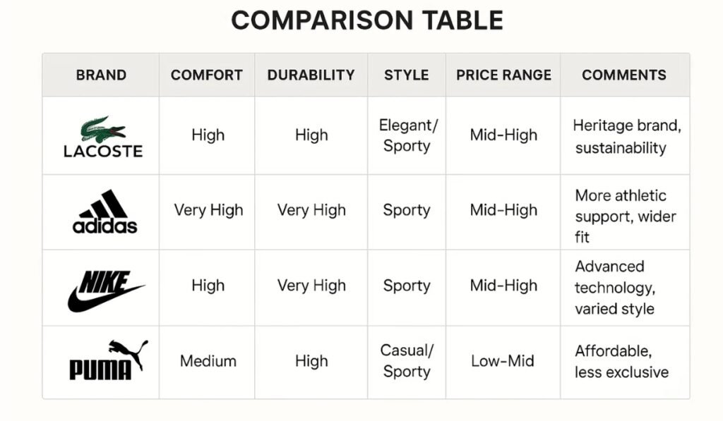 Lacoste shoes vs others