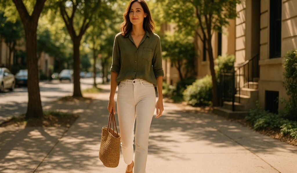 white pant combination